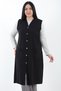 Plus Size Front Pocket Buttoned Long Vest - 6