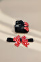 Black Red Bow Detail Bandana Newborn Booties - 2