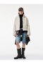Mock Neck Crop Plush Coat with Pockets, Long Sleeves and Zipper