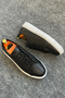 Black Leather Men's Sneakers-Black Lightweight Comfortable and Stylish Men's Sneakers