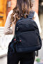 Unisex Water-Resistant Fabric School Travel Backpack with Laptop Compartment, 3 Compartments, Black Color - 5