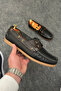 Black Summer Leather Men's Shoes - 6