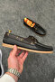 Black Summer Leather Men's Shoes - 4
