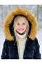 Girl's Denim Jacket with Fur Detail on Hood and Sleeves - 5