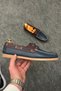 Navy Blue Summer Men's Leather Shoes-Summer Men's Shoes - 3