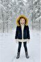 Girl's Denim Jacket with Fur Detail on Hood and Sleeves - 6