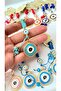 Turquoise Gold Plated Evil Eye Beaded Keychain - 4