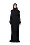 Practical One-Piece Cotton Bat Sleeve Attachable Organic Prayer Dress with Headscarf Black