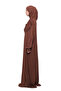 Practical One-Piece Cotton Bat Sleeve Attachable Organic Prayer Dress with Headscarf Chocolate - 3