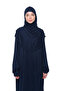 Practical One-Piece Cotton Bat Sleeve Attachable Organic Prayer Dress with Headscarf Dark Navy - 2