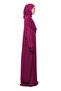 Practical One-Piece Cotton Bat Sleeve Attachable Organic Prayer Dress with Headscarf Dark Fuchsia - 4