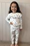 Girl's Leggings Set Colorful Floral Patterned Shoulder Ruffle 2-6 Years Old, White - 3