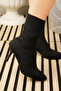 Daily Women's Black Boots High Thin Heeled Knitwear Flexible Pointed Toe Serrated Sole Comfortable Bootie 170 - 3