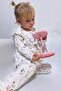 Girl's Leggings Set Colorful Floral Patterned Shoulder Ruffle 2-6 Years Old, White - 2