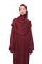 Practical One-Piece Cotton Bat Sleeve Attachable Organic Prayer Dress with Headscarf Dark Burgundy - 2