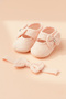 Pink Organic Lace Bow Bandana Newborn Booties - 2