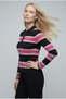 Chepo Women's Slim Fit Striped Polo Neck Buttoned Long Sleeve Sweater & Blouse & Top - Fusya - 4