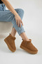 Women's Tan Mini Suede Sheepskin High Thick Sole Winter Boots - 3