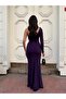 One Sleeve Embroidered Dr Draped Bibe Dress 583361 Purple - 4