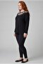 Women's Plus Size Guipure Tulle Detail Transparent Black Blouse - 3