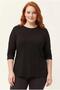 Women's Plus Size Black Blouse with Transparent Back Tulle Detail - 7