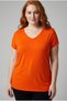 Women's Plus Size V-Neck Orange T-Shirt – Relaxed Fit, Breathable Fabric, Available in Sizes up to 6XL