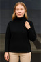 Fisherman Collar Knitted Sweater Cotton Thick Corded Fabric Weaving - Black - 2