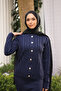 Navy Blue Crop Cardigan Knitwear Dress Double Combination - 4
