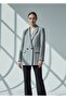 Women's Gray Cashmere Oversized Blazer Jacket – Lined, Stylish Office Combination