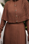 Long Knit Dress with Brown Cape Detail - 4