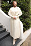 Long Knit Dress with Cream Cape Detail