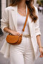 Women's Oval Gold Detailed Hand and Shoulder Bag