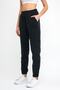Women's Three Thread Knitted Sweatpants Jogger Black with Elastic Waist and Legs - 2