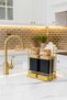 Gold Metal Stand Black Wooden Detailed Dishwashing Liquid Soap Dispenser Kitchen Set - Special Boxed