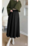 Women's Puff Scuba Hijab Black Flared Skirt