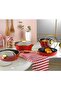Maya 7 Piece Granite Patterned Cookware Set Gold Handle Red - 2