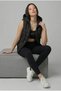 Women's Black Hooded Puffer Vest Water Repellent Fabric Lined Casual Sports Vest with Zipper Pockets - 2