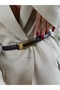 Genuine Curved Leather Design Buckle Thin Women's Belt, Jacket Belt, Shirt Belt, Dress Belt - 6