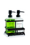 500ml Double Square Glass Liquid Soap Dispenser Detergent Dispenser with Soft Textured Metal Stand - 5