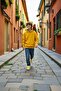 Children's Oversize Sweat-Shirt Hoodie 3 Yarn Fleece-Lined Yellow - 3