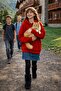 Children's Oversize Sweat-Shirt Hoodie 3 Yarn Fleece-Lined Red - 3