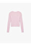 Long Sleeve Crew Neck Slim Fit Textured Knitwear Crop Sweater - 4