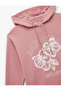 Fleece-Lined Hooded Flower Printed Oversized Sweatshirt - 5