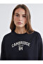 Black Cambridge Printed Oversized Women's Sweatshirt
