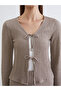 V-Neck Tie-Up Textured Blouse - 4