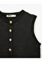 Gold Buttoned Crew Neck Knit Vest - 5