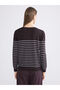 Crew Neck Striped Women's Knitwear Cardigan - 4