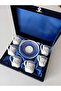 Velvet Boxed Gold Gilded Special Pattern Set of Six Porcelain Cups - 5