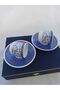 Velvet Boxed Gold Gilded Special Pattern Set of Six Porcelain Cups - 4