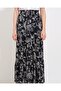 Women's Black Patterned Long Viscose Skirt 1898 - 3